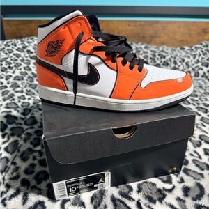Nike Orange and White High-Top Sneaker Jordan 1 mids